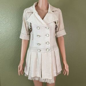 Authentic Chloe Women’s 4 Silk Cream Button Embellished Floral Mini Dress